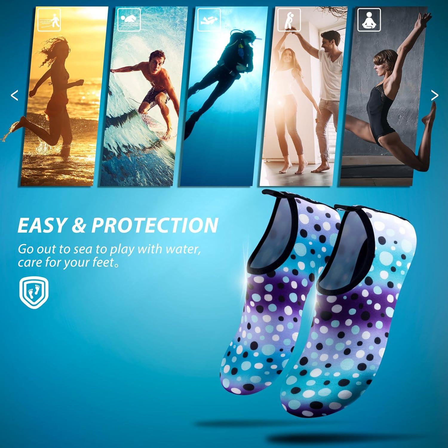 imageSIMARI Water Shoes for Women Men Swim Aqua Socks Beach Pool Essentials Barefoot Surf River Boat Kayak Sea Yoga Sand Exercise Sport Accessories Breathable QuickDry Adult Youth Kid Size SWS0011rwave Point