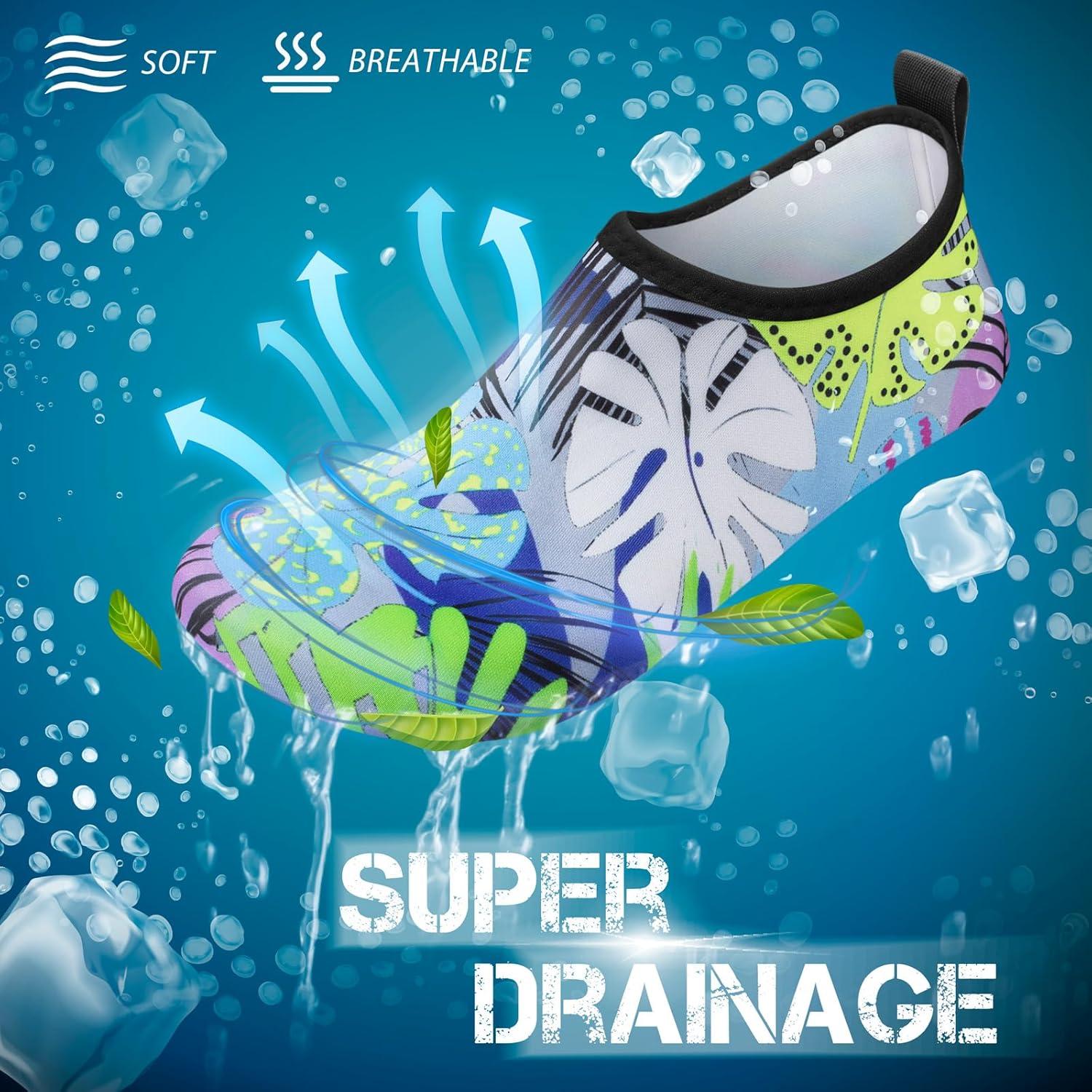 imageSIMARI Water Shoes for Women Men Swim Aqua Socks Beach Pool Essentials Barefoot Surf River Boat Kayak Sea Yoga Sand Exercise Sport Accessories Breathable QuickDry Adult Youth Kid Size SWS0012arain Forest