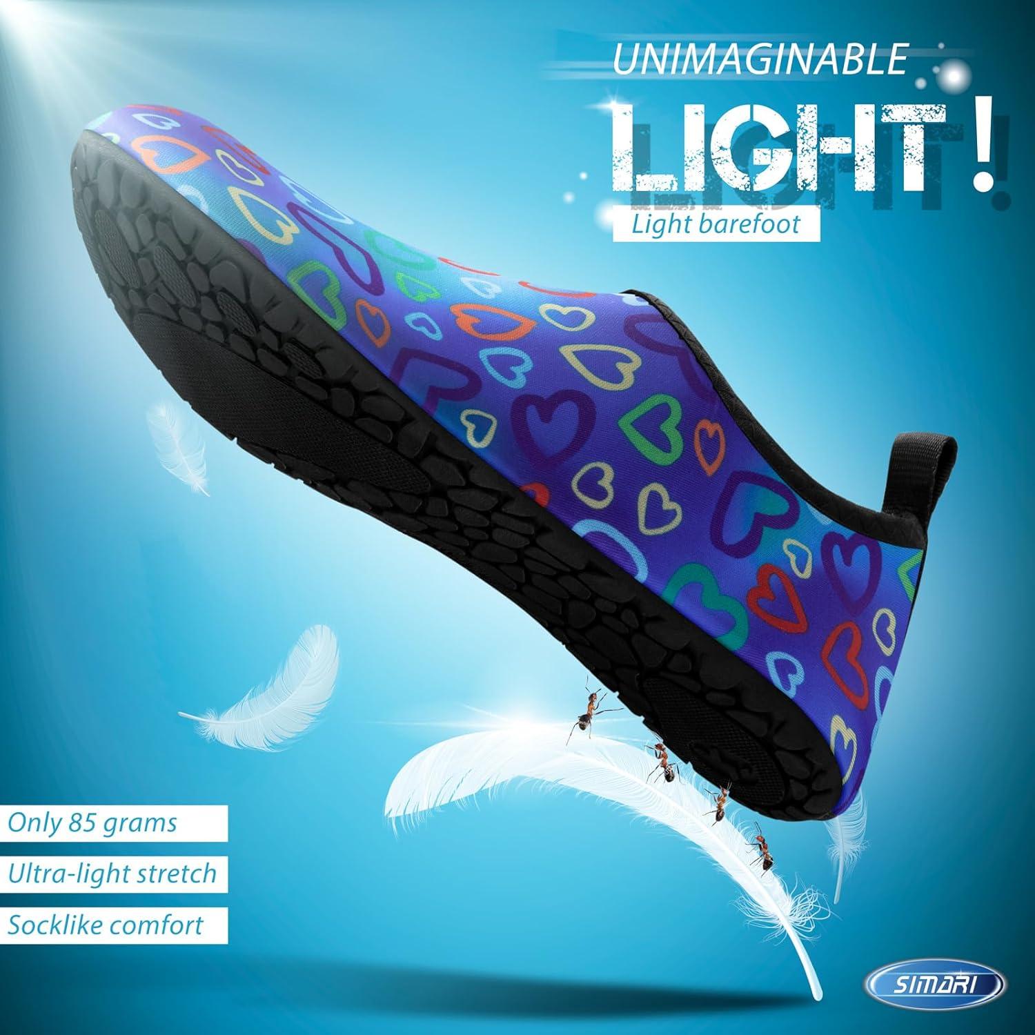 imageSIMARI Water Shoes for Women Men Swim Aqua Socks Beach Pool Essentials Barefoot Surf River Boat Kayak Sea Yoga Sand Exercise Sport Accessories Breathable QuickDry Adult Youth Kid Size SWS0011glove Rainbow