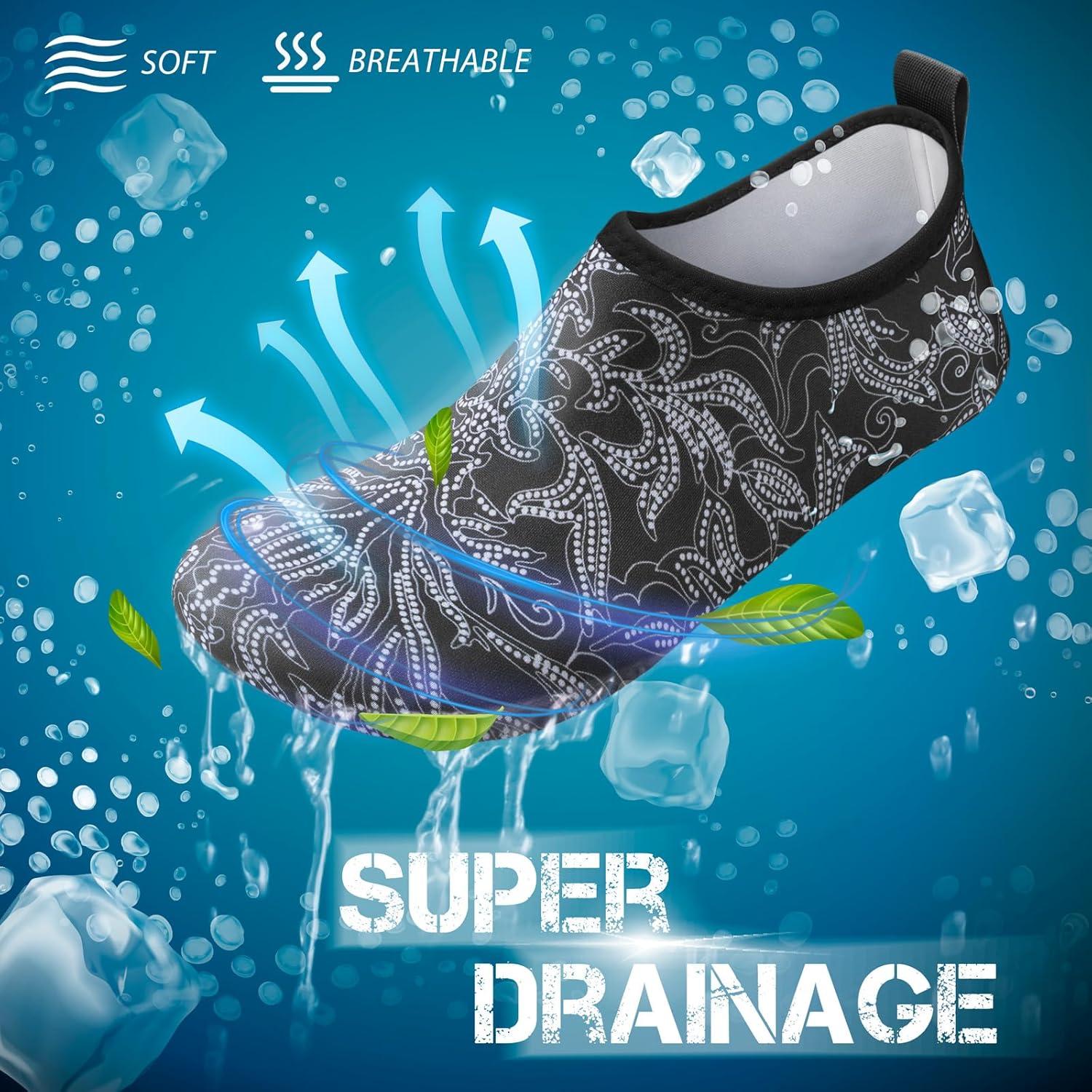 imageSIMARI Water Shoes for Women Men Swim Aqua Socks Beach Pool Essentials Barefoot Surf River Boat Kayak Sea Yoga Sand Exercise Sport Accessories Breathable QuickDry Adult Youth Kid Size SWS0011wsead Paisley