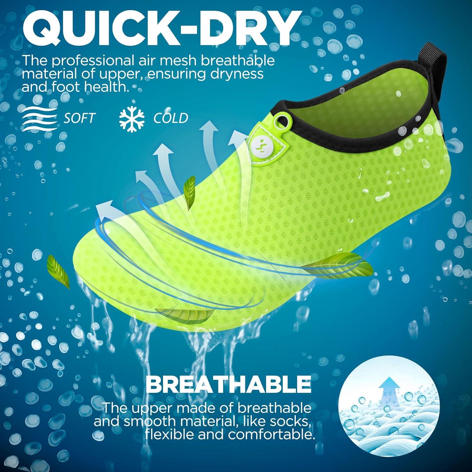 imageSIMARI Water Shoes for Women Men Swim Aqua Socks Beach Pool Essentials Barefoot Surf River Boat Kayak Sea Yoga Sand Exercise Sport Accessories Breathable QuickDry Adult Youth Kid Size SWS0011fcircular Green