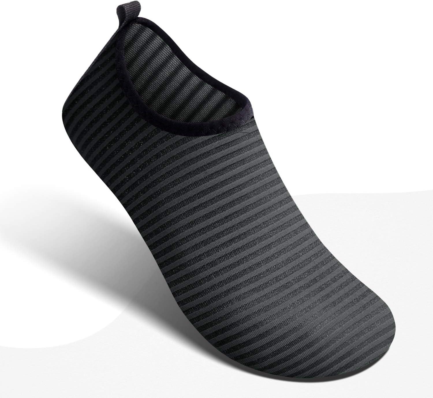 imageSIMARI Water Shoes for Women Men Swim Aqua Socks Beach Pool Essentials Barefoot Surf River Boat Kayak Sea Yoga Sand Exercise Sport Accessories Breathable QuickDry Adult Youth Kid Size SWS0016aline Black