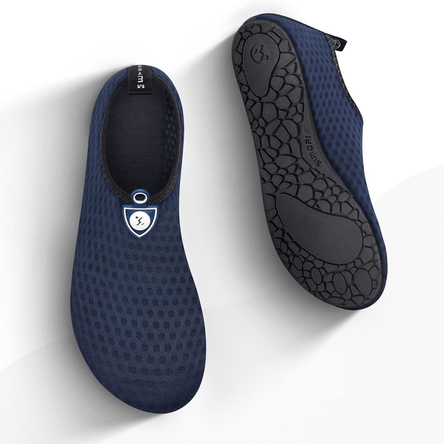 imageSIMARI Water Shoes for Women Men Swim Aqua Socks Beach Pool Essentials Barefoot Surf River Boat Kayak Sea Yoga Sand Exercise Sport Accessories Breathable QuickDry Adult Youth Kid Size SWS0011bcircular Blue