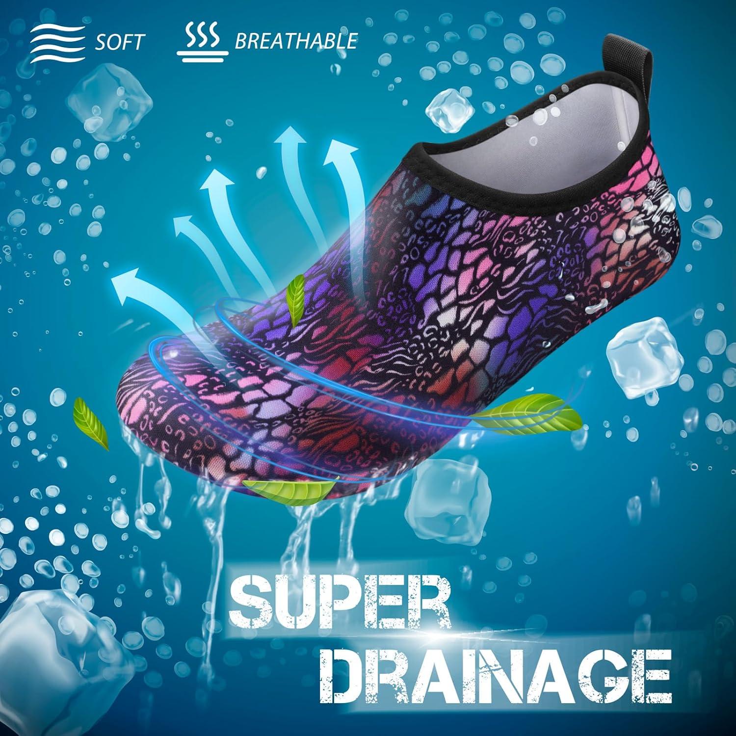 imageSIMARI Water Shoes for Women Men Swim Aqua Socks Beach Pool Essentials Barefoot Surf River Boat Kayak Sea Yoga Sand Exercise Sport Accessories Breathable QuickDry Adult Youth Kid Size SWS0012danimal Lines
