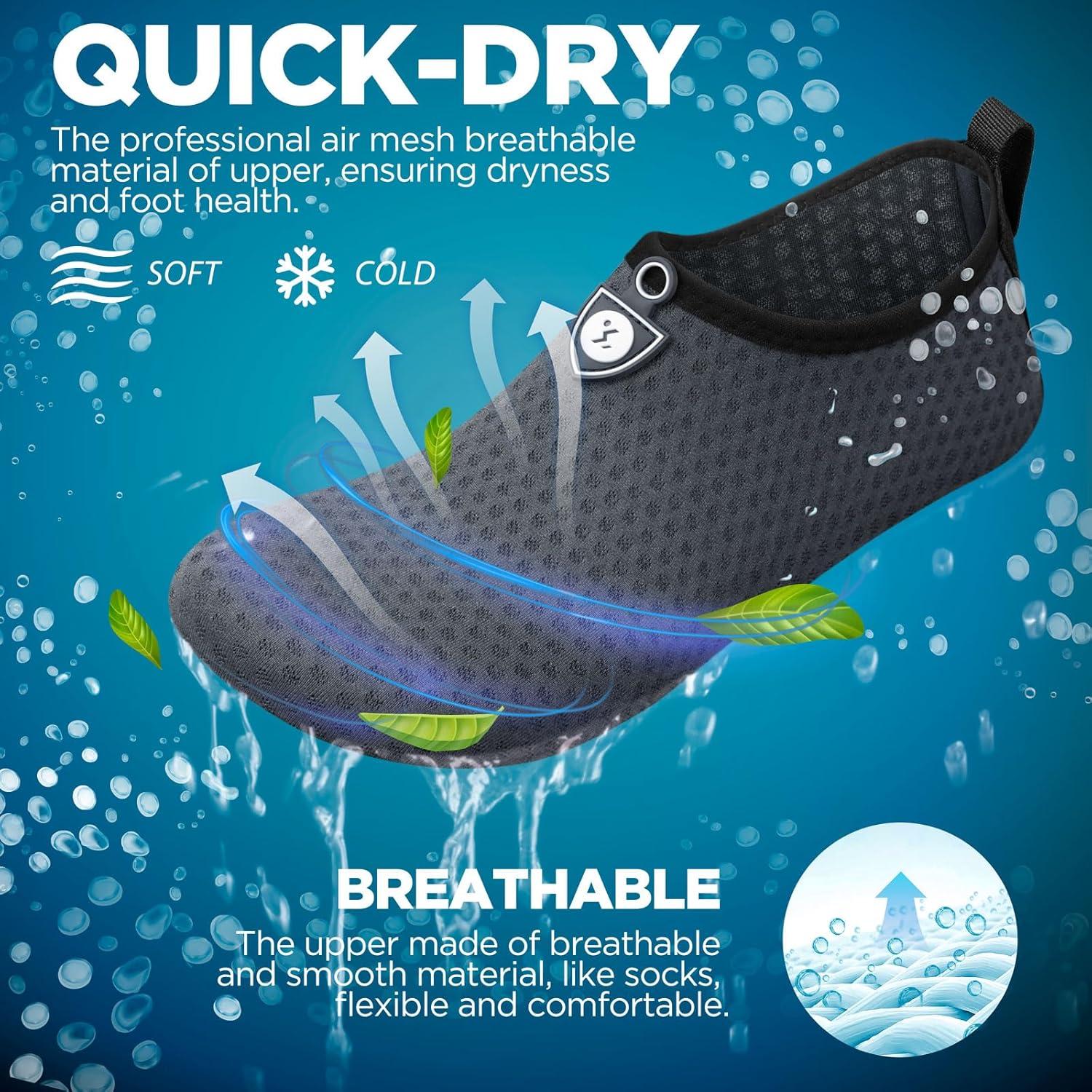 imageSIMARI Water Shoes for Women Men Swim Aqua Socks Beach Pool Essentials Barefoot Surf River Boat Kayak Sea Yoga Sand Exercise Sport Accessories Breathable QuickDry Adult Youth Kid Size SWS0011dcircular Grey