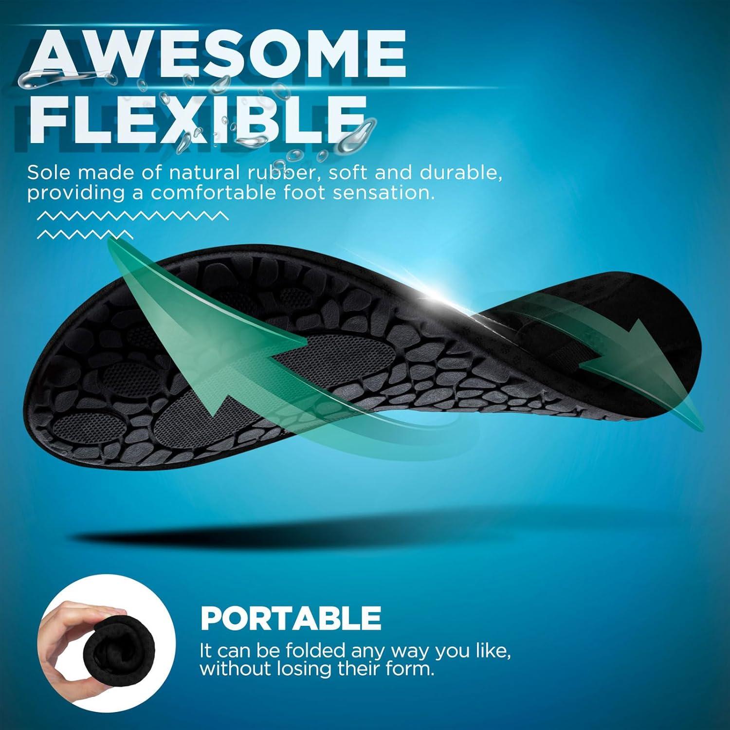 imageSIMARI Water Shoes for Women Men Swim Aqua Socks Beach Pool Essentials Barefoot Surf River Boat Kayak Sea Yoga Sand Exercise Sport Accessories Breathable QuickDry Adult Youth Kid Size SWS0011acircular Black