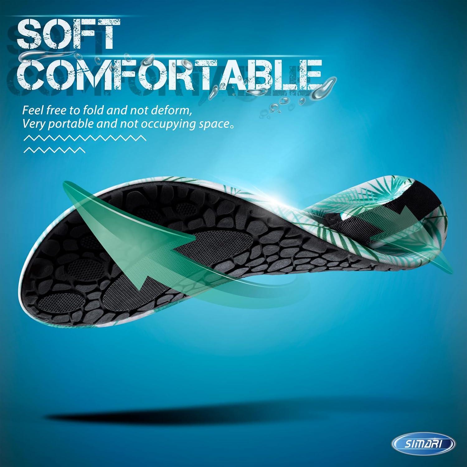 imageSIMARI Water Shoes for Women Men Swim Aqua Socks Beach Pool Essentials Barefoot Surf River Boat Kayak Sea Yoga Sand Exercise Sport Accessories Breathable QuickDry Adult Youth Kid Size SWS0011xleaf Feather