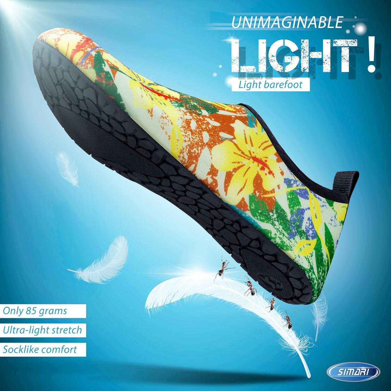 imageSIMARI Water Shoes for Women Men Swim Aqua Socks Beach Pool Essentials Barefoot Surf River Boat Kayak Sea Yoga Sand Exercise Sport Accessories Breathable QuickDry Adult Youth Kid Size SWS0011zbauhinia