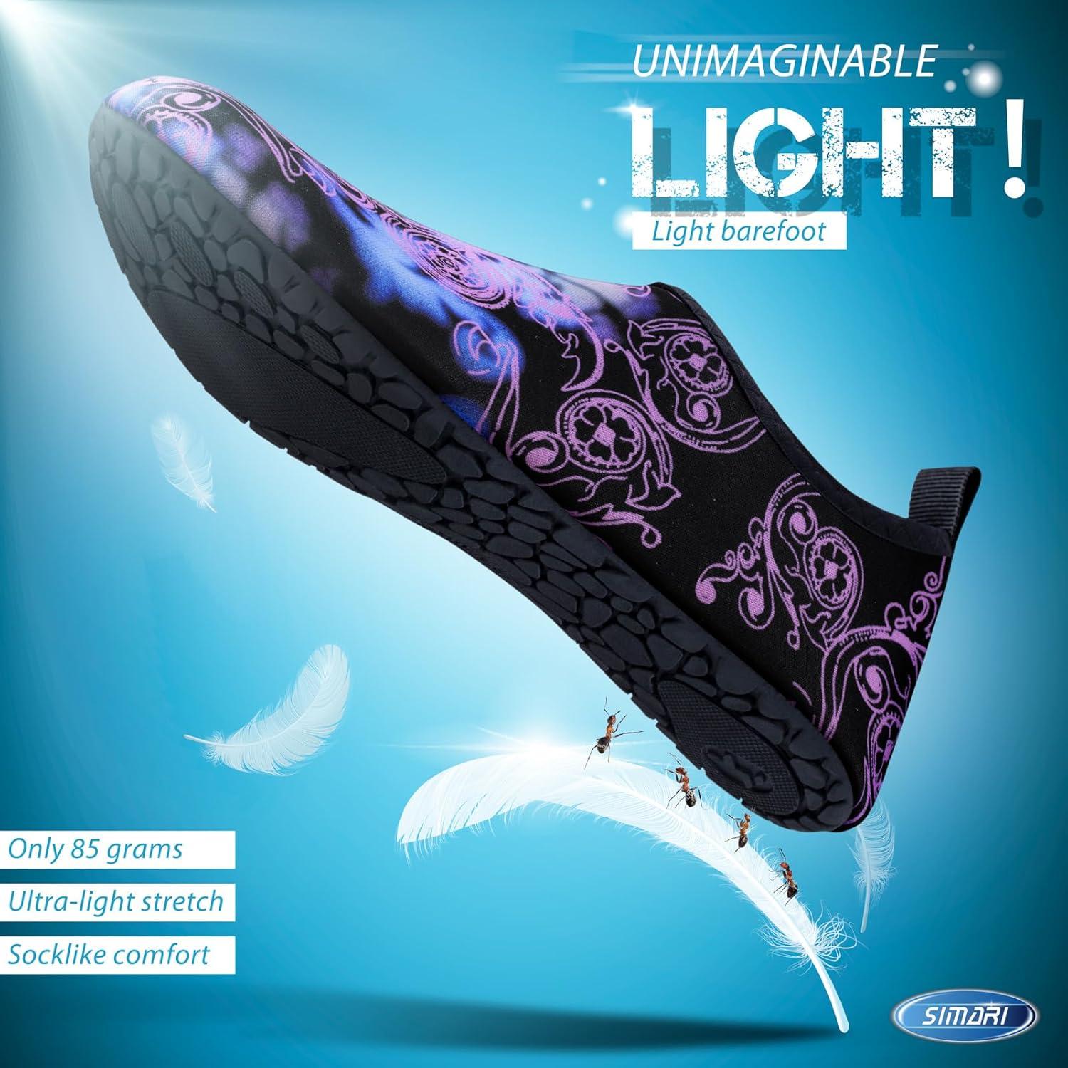 imageSIMARI Water Shoes for Women Men Swim Aqua Socks Beach Pool Essentials Barefoot Surf River Boat Kayak Sea Yoga Sand Exercise Sport Accessories Breathable QuickDry Adult Youth Kid Size SWS0011vpaisley