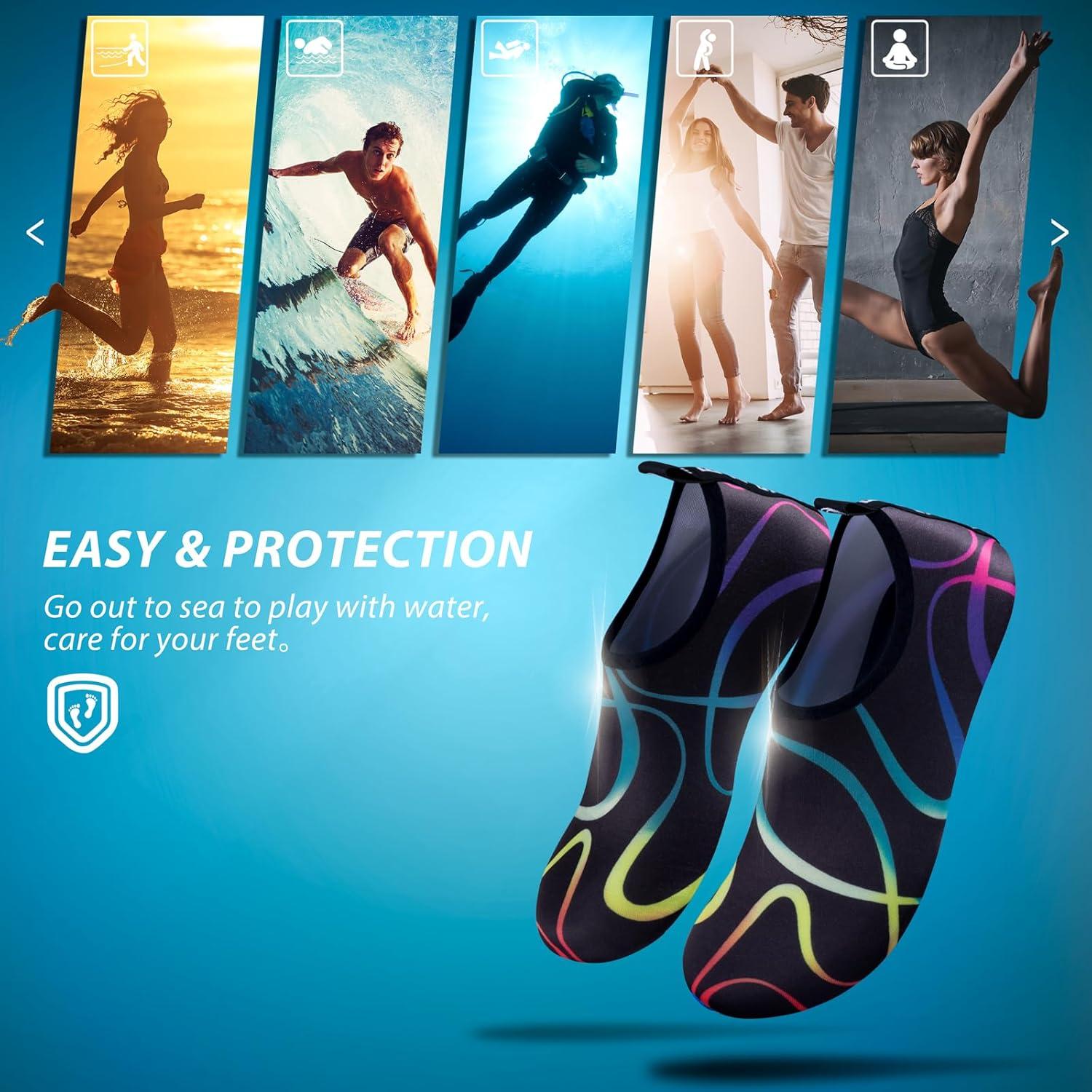 imageSIMARI Water Shoes for Women Men Swim Aqua Socks Beach Pool Essentials Barefoot Surf River Boat Kayak Sea Yoga Sand Exercise Sport Accessories Breathable QuickDry Adult Youth Kid Size SWS0011fwatermarks