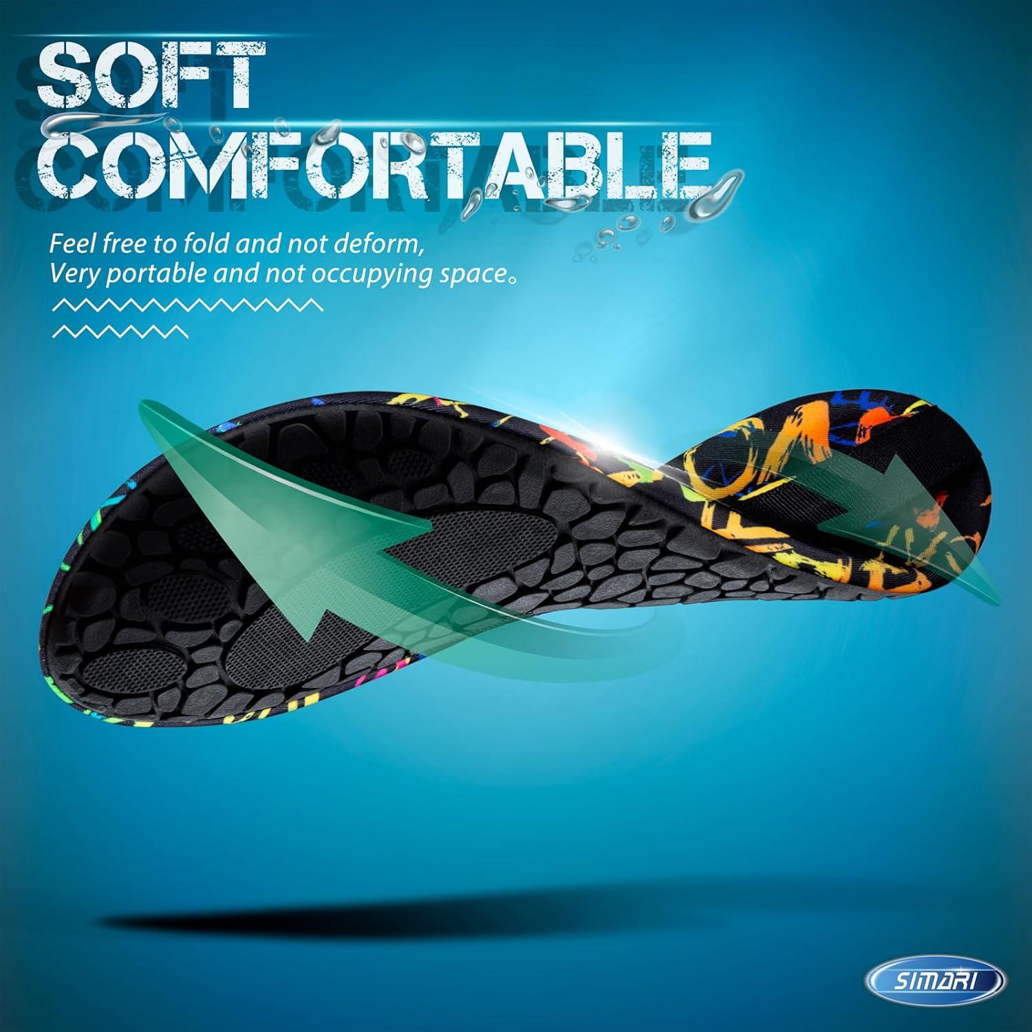 imageSIMARI Water Shoes for Women Men Swim Aqua Socks Beach Pool Essentials Barefoot Surf River Boat Kayak Sea Yoga Sand Exercise Sport Accessories Breathable QuickDry Adult Youth Kid Size SWS0011hlove Rainbow