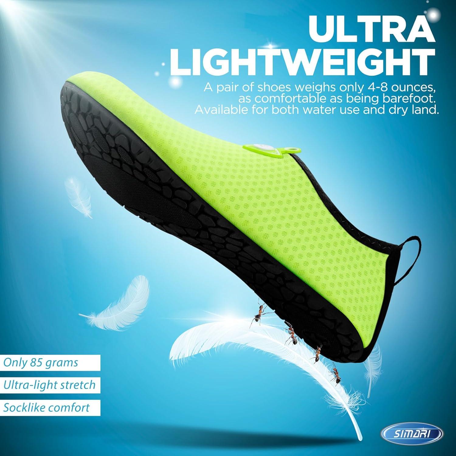 imageSIMARI Water Shoes for Women Men Swim Aqua Socks Beach Pool Essentials Barefoot Surf River Boat Kayak Sea Yoga Sand Exercise Sport Accessories Breathable QuickDry Adult Youth Kid Size SWS0011fcircular Green