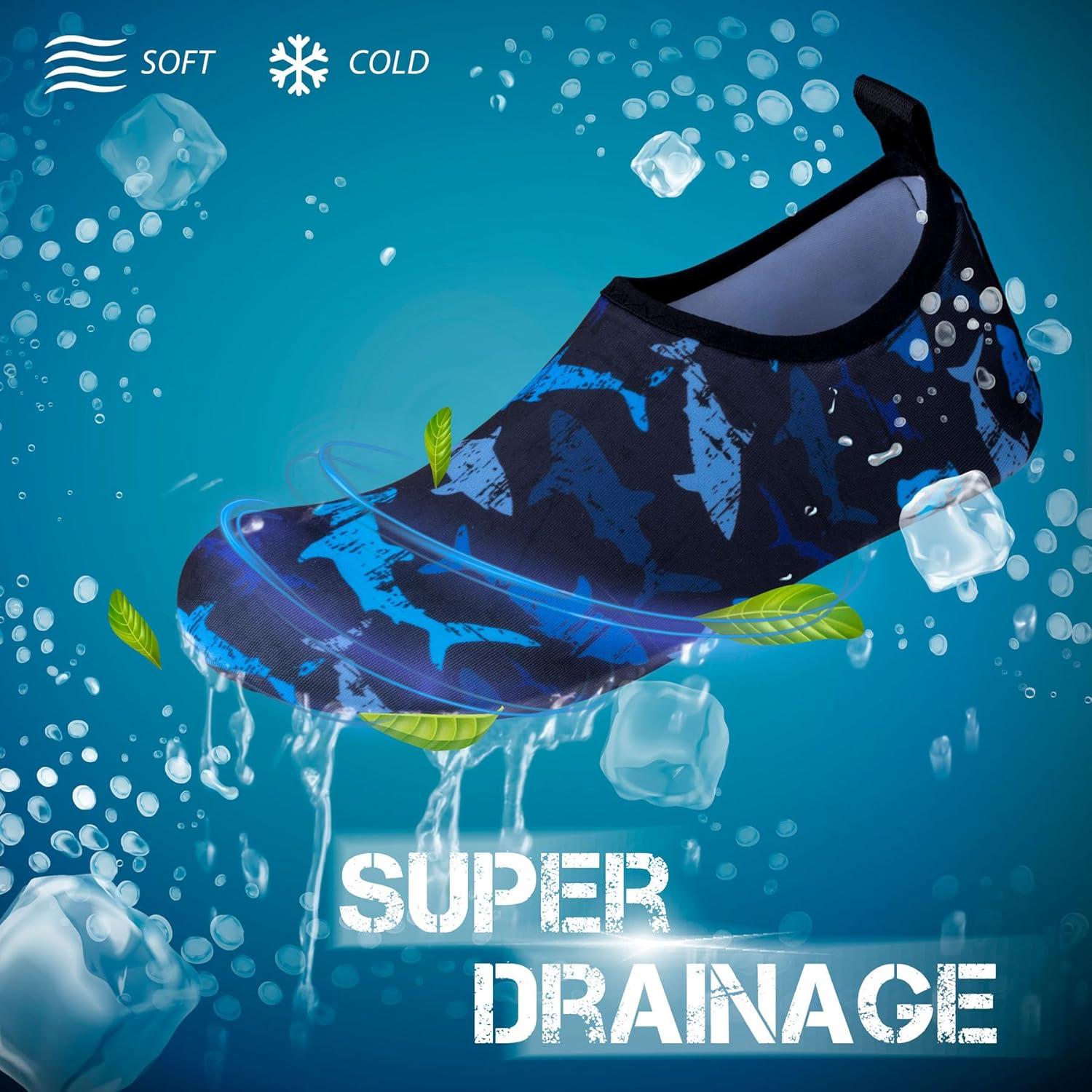 imageSIMARI Water Shoes for Women Men Swim Aqua Socks Beach Pool Essentials Barefoot Surf River Boat Kayak Sea Yoga Sand Exercise Sport Accessories Breathable QuickDry Adult Youth Kid Size SWS0017bbnavy Shark