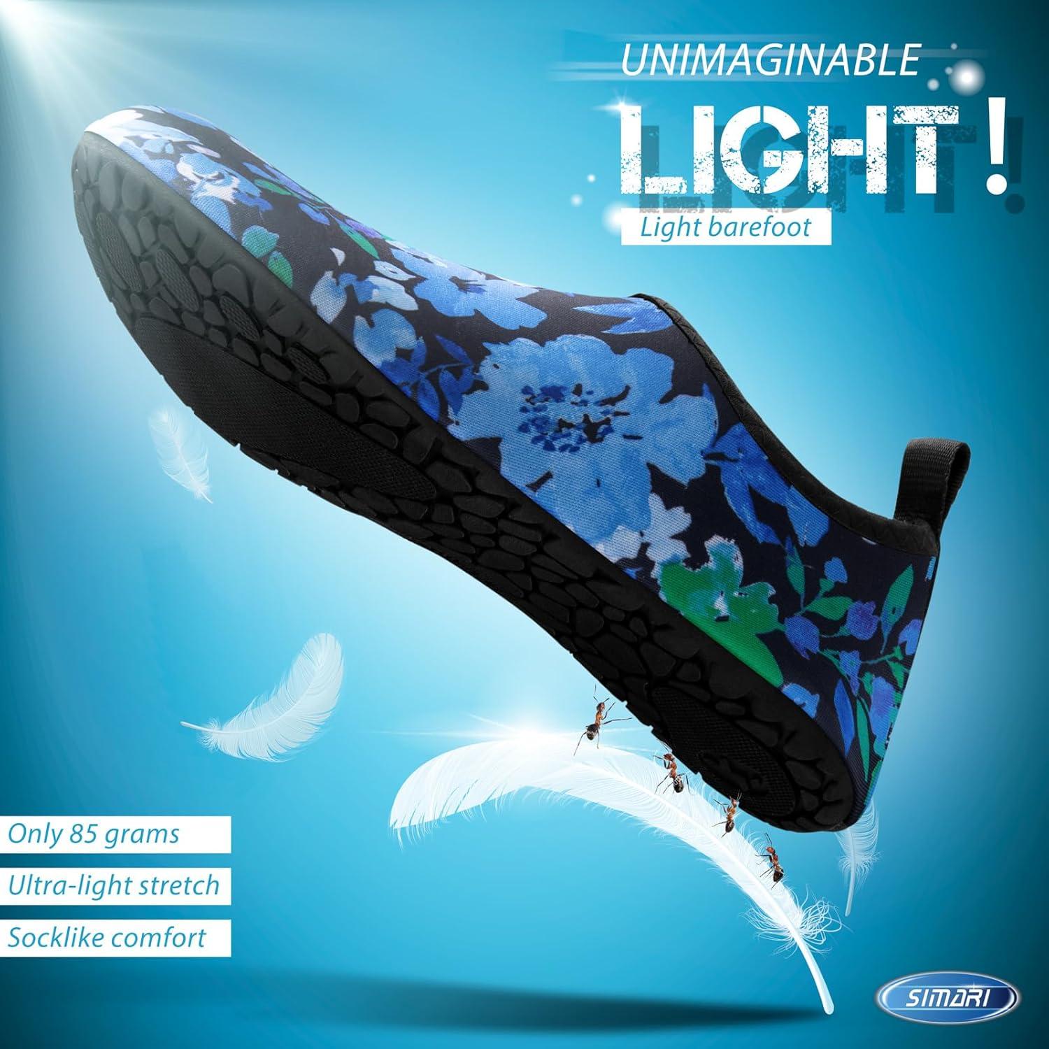 imageSIMARI Water Shoes for Women Men Swim Aqua Socks Beach Pool Essentials Barefoot Surf River Boat Kayak Sea Yoga Sand Exercise Sport Accessories Breathable QuickDry Adult Youth Kid Size SWS0011uflora