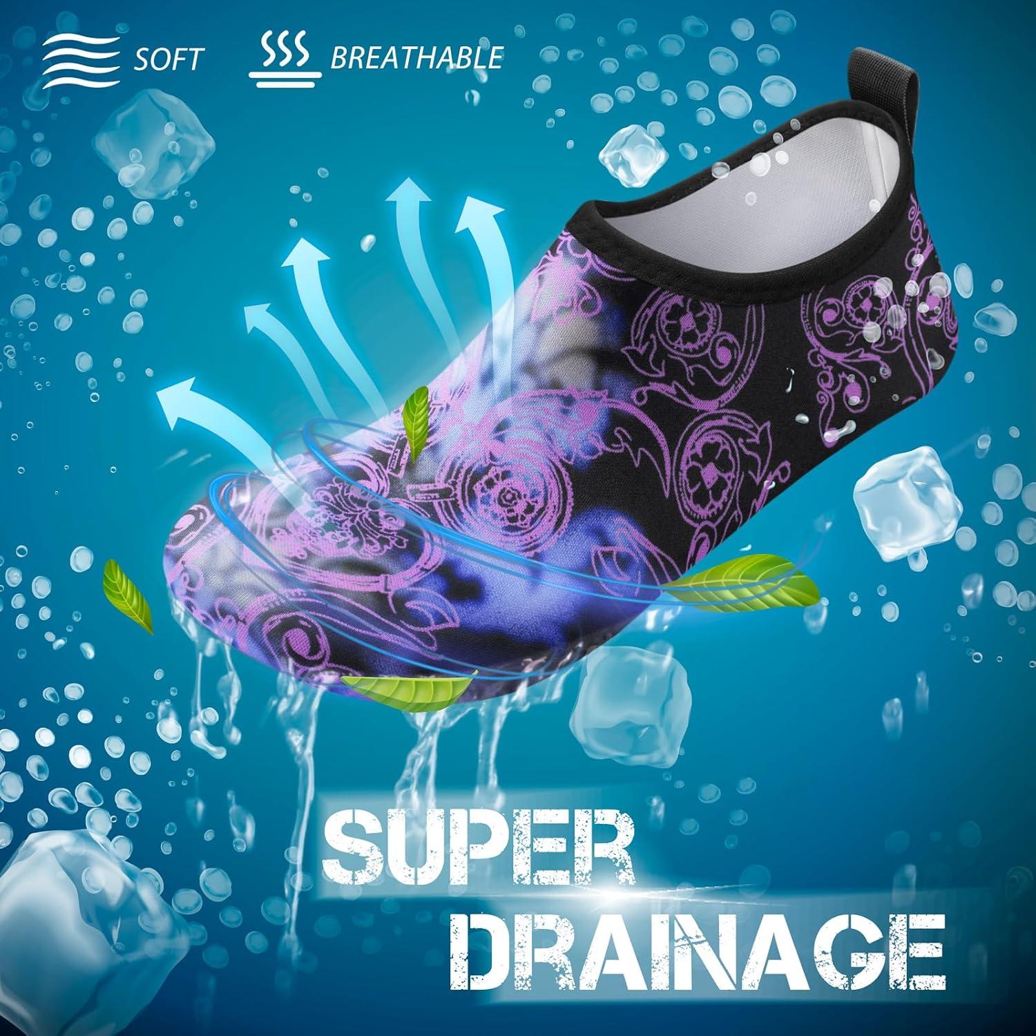 imageSIMARI Water Shoes for Women Men Swim Aqua Socks Beach Pool Essentials Barefoot Surf River Boat Kayak Sea Yoga Sand Exercise Sport Accessories Breathable QuickDry Adult Youth Kid Size SWS0011vpaisley
