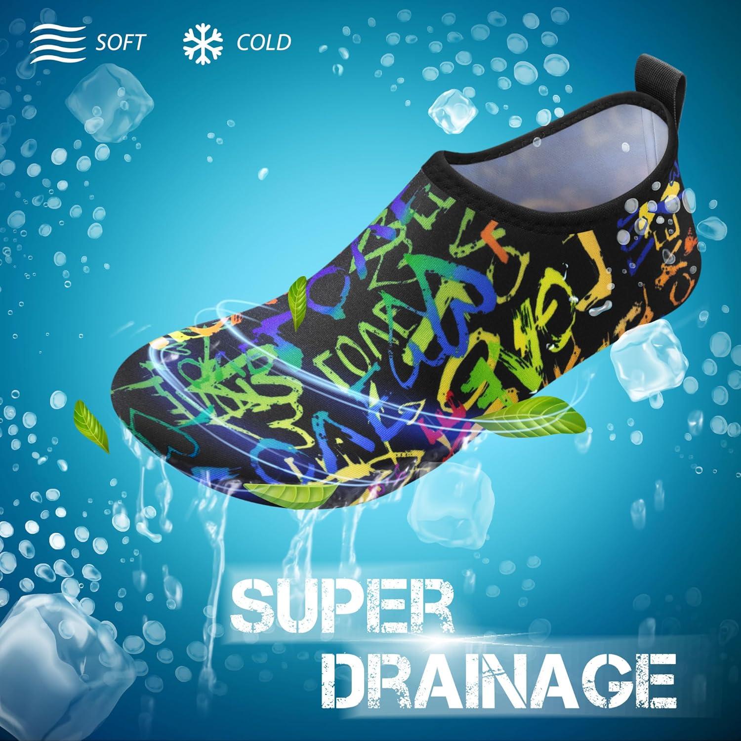 imageSIMARI Water Shoes for Women Men Swim Aqua Socks Beach Pool Essentials Barefoot Surf River Boat Kayak Sea Yoga Sand Exercise Sport Accessories Breathable QuickDry Adult Youth Kid Size SWS0011hlove Rainbow