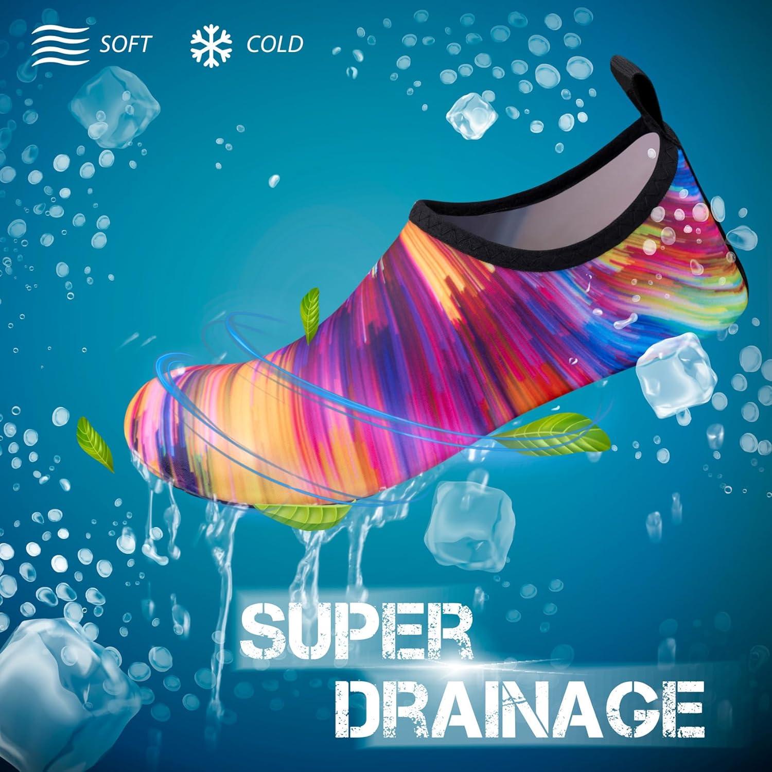 imageSIMARI Water Shoes for Women Men Swim Aqua Socks Beach Pool Essentials Barefoot Surf River Boat Kayak Sea Yoga Sand Exercise Sport Accessories Breathable QuickDry Adult Youth Kid Size SWS001Colorful