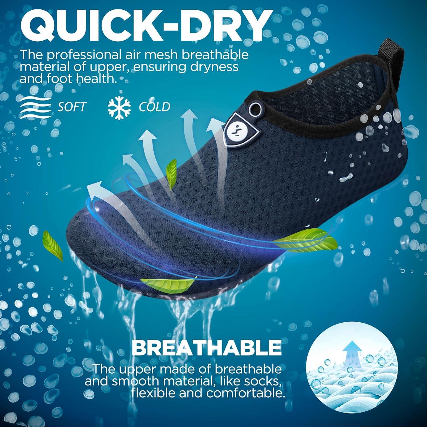 imageSIMARI Water Shoes for Women Men Swim Aqua Socks Beach Pool Essentials Barefoot Surf River Boat Kayak Sea Yoga Sand Exercise Sport Accessories Breathable QuickDry Adult Youth Kid Size SWS0011bcircular Blue