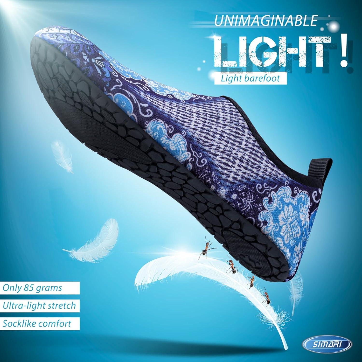 imageSIMARI Water Shoes for Women Men Swim Aqua Socks Beach Pool Essentials Barefoot Surf River Boat Kayak Sea Yoga Sand Exercise Sport Accessories Breathable QuickDry Adult Youth Kid Size SWS0012cnet Pasiley