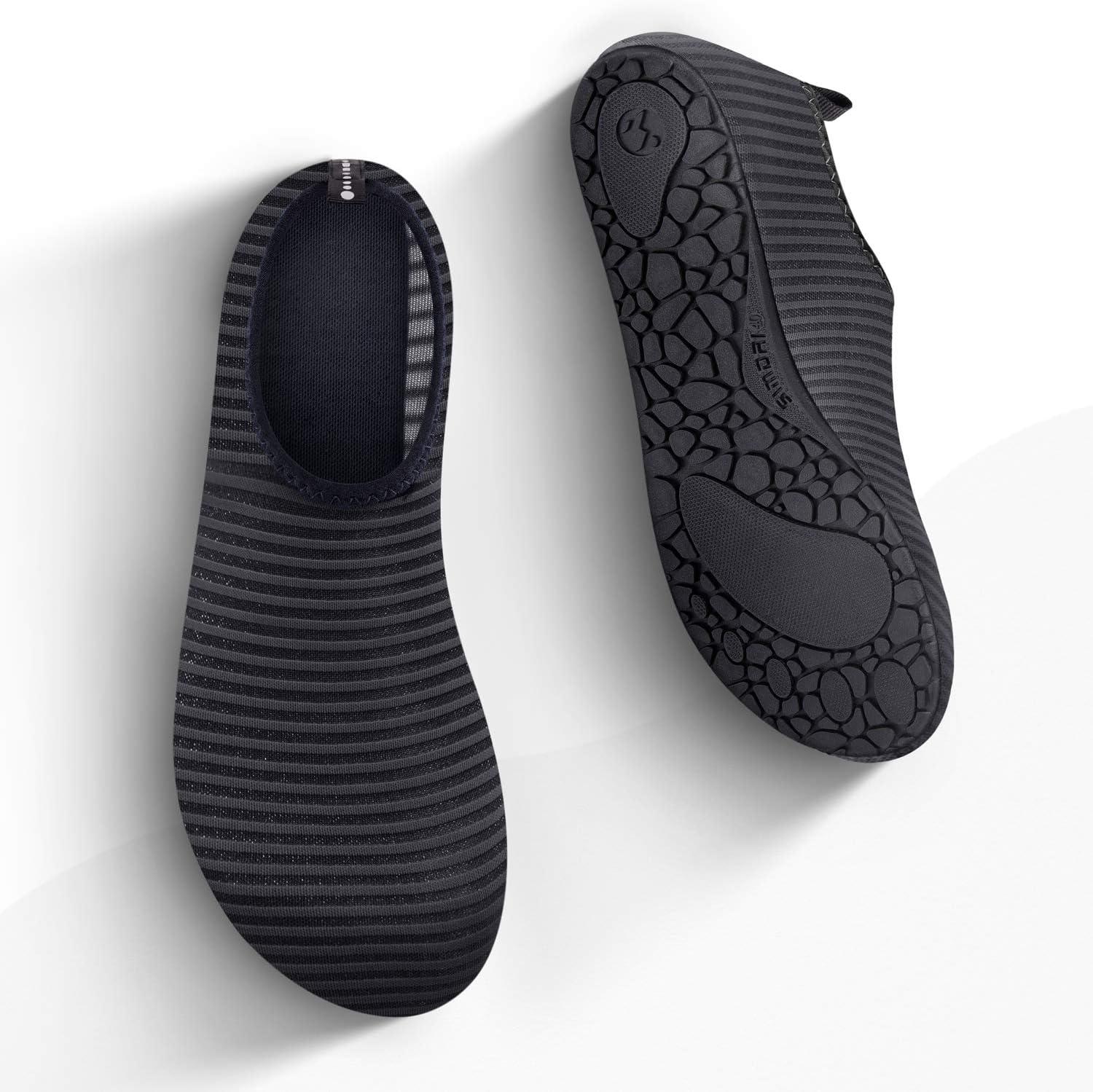 imageSIMARI Water Shoes for Women Men Swim Aqua Socks Beach Pool Essentials Barefoot Surf River Boat Kayak Sea Yoga Sand Exercise Sport Accessories Breathable QuickDry Adult Youth Kid Size SWS0016aline Black
