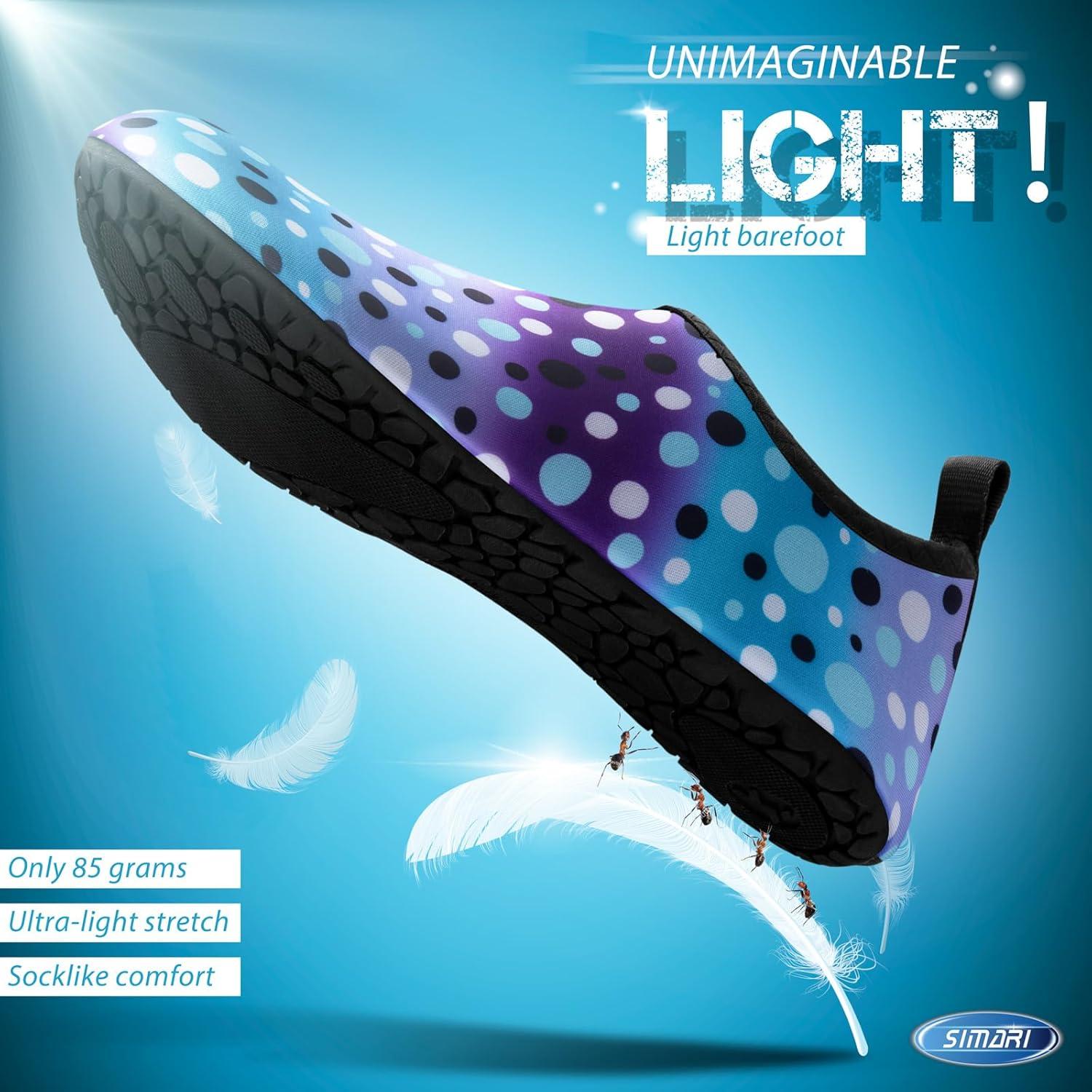 imageSIMARI Water Shoes for Women Men Swim Aqua Socks Beach Pool Essentials Barefoot Surf River Boat Kayak Sea Yoga Sand Exercise Sport Accessories Breathable QuickDry Adult Youth Kid Size SWS0011rwave Point