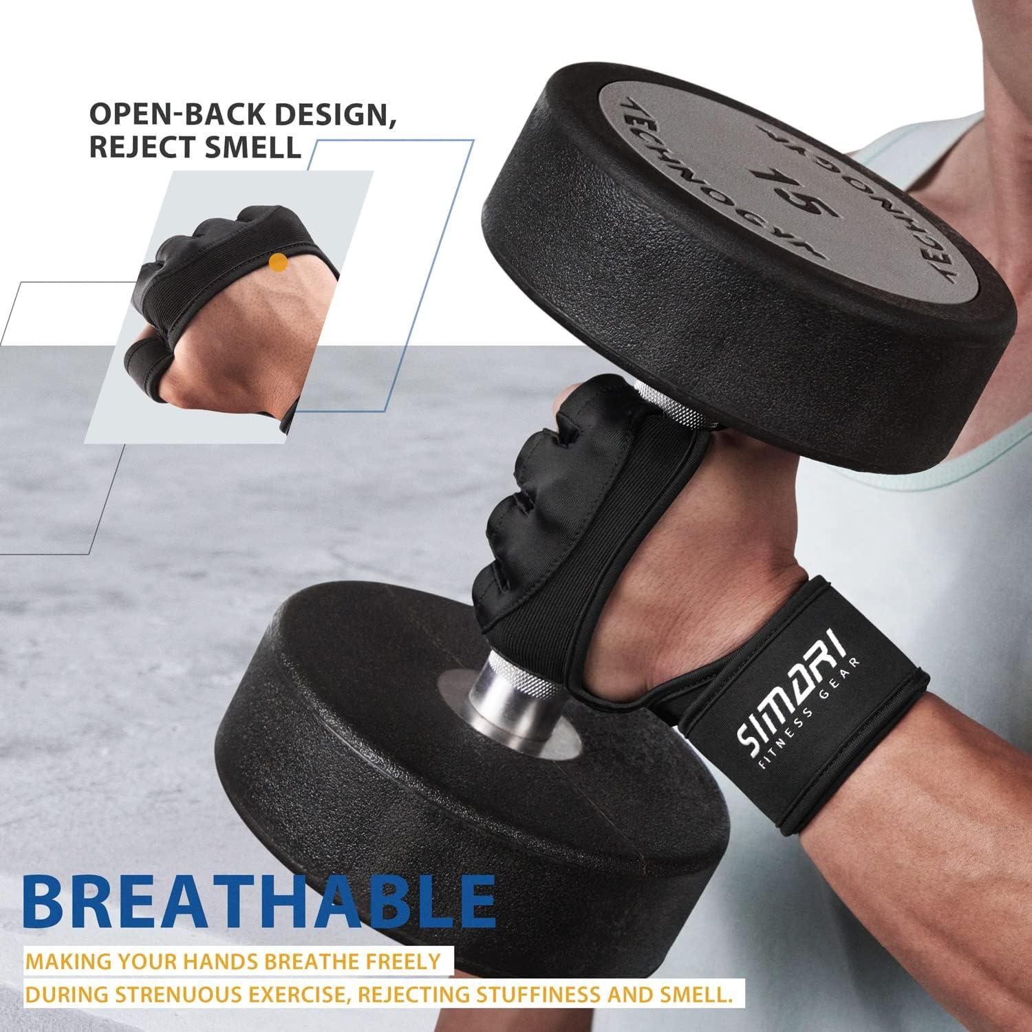 imageSIMARI Weight Lifting Workout Gloves with Wrist Wraps Support for Men Women Breathable Full Palm Protection Gloves for Gym Fitness Lifting Weightlifting Exercise