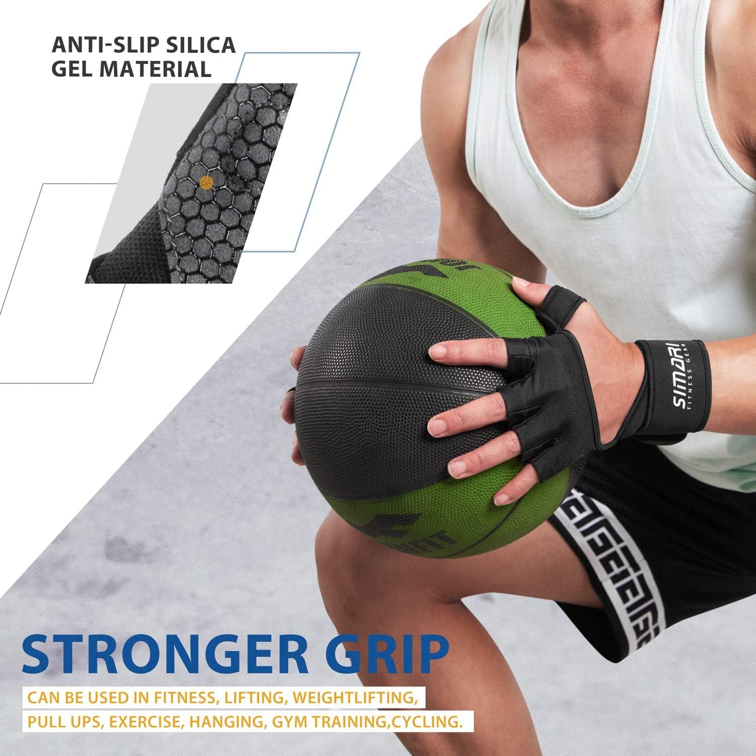 imageSIMARI Weight Lifting Workout Gloves with Wrist Wraps Support for Men Women Breathable Full Palm Protection Gloves for Gym Fitness Lifting Weightlifting Exercise