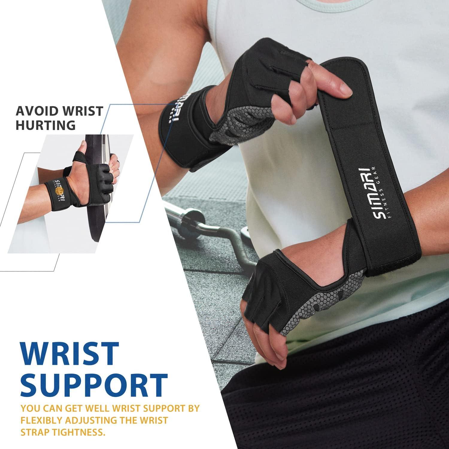 imageSIMARI Weight Lifting Workout Gloves with Wrist Wraps Support for Men Women Breathable Full Palm Protection Gloves for Gym Fitness Lifting Weightlifting Exercise