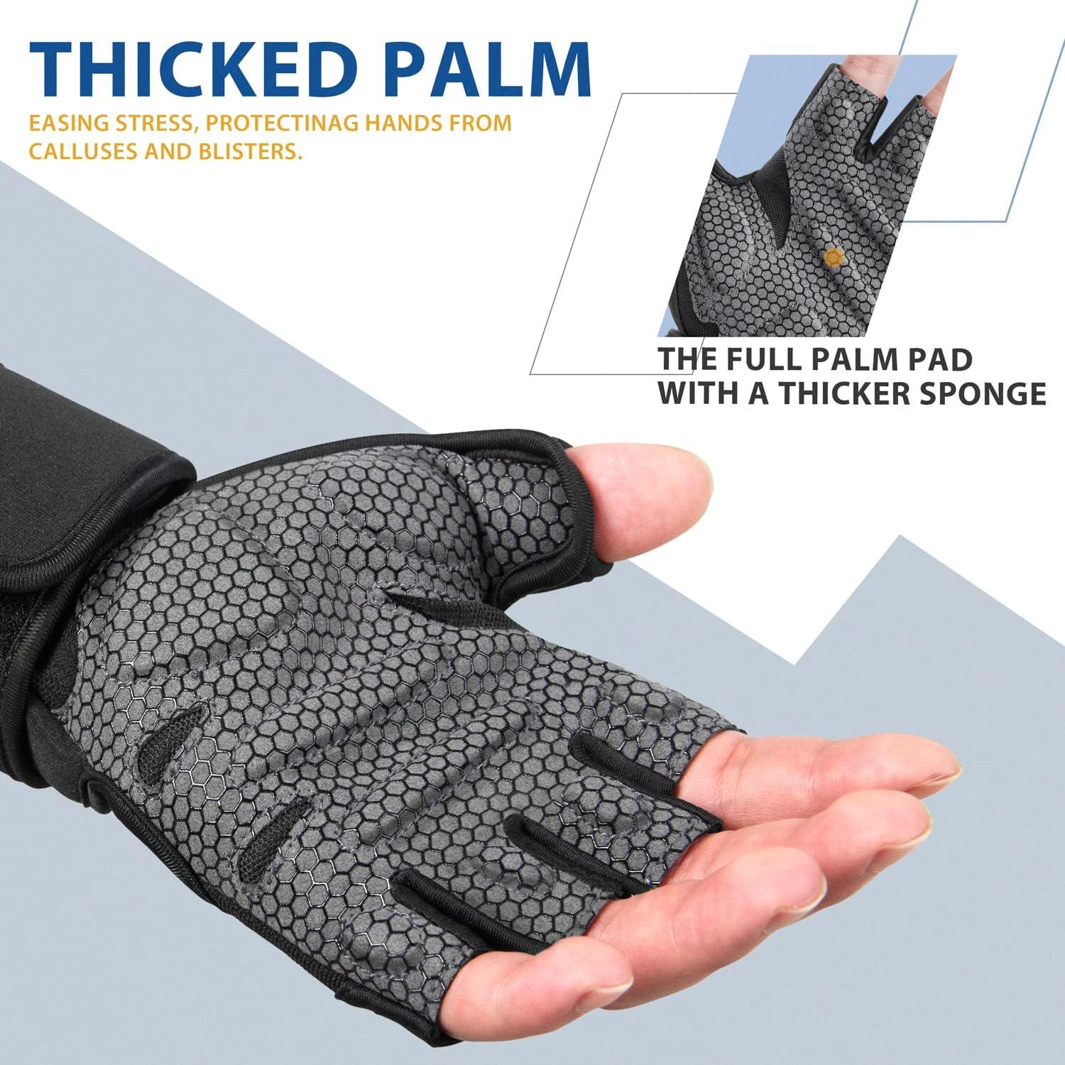 imageSIMARI Weight Lifting Workout Gloves with Wrist Wraps Support for Men Women Breathable Full Palm Protection Gloves for Gym Fitness Lifting Weightlifting Exercise