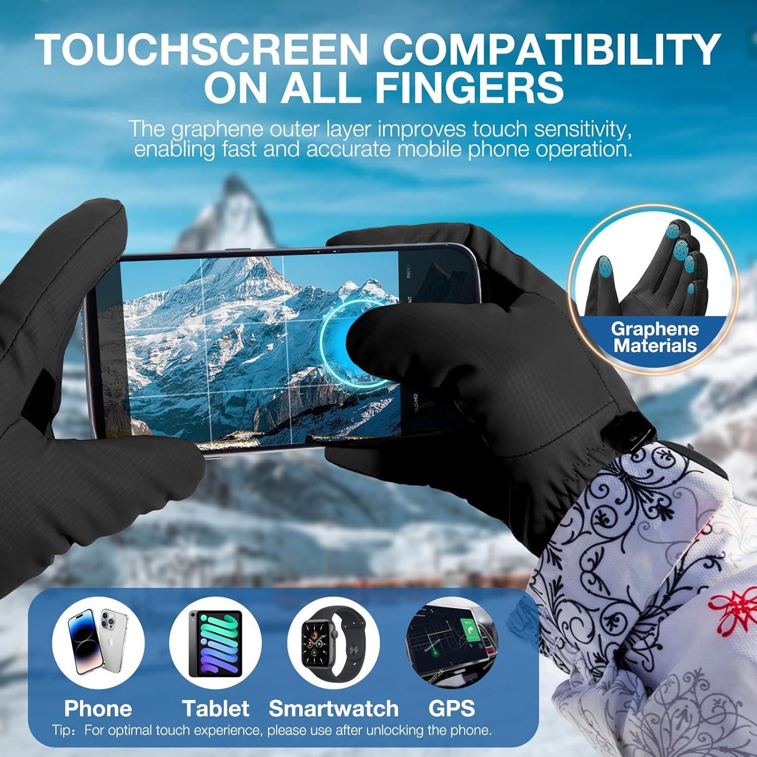 imageSIMARI Winter Waterproof Warm Gloves Women Men with Touchscreen Fingers Ski Snow Windproof for Cold Weather Thermal for Running Hiking Driving Cycling Outdoor Sports Daily WorkBlack