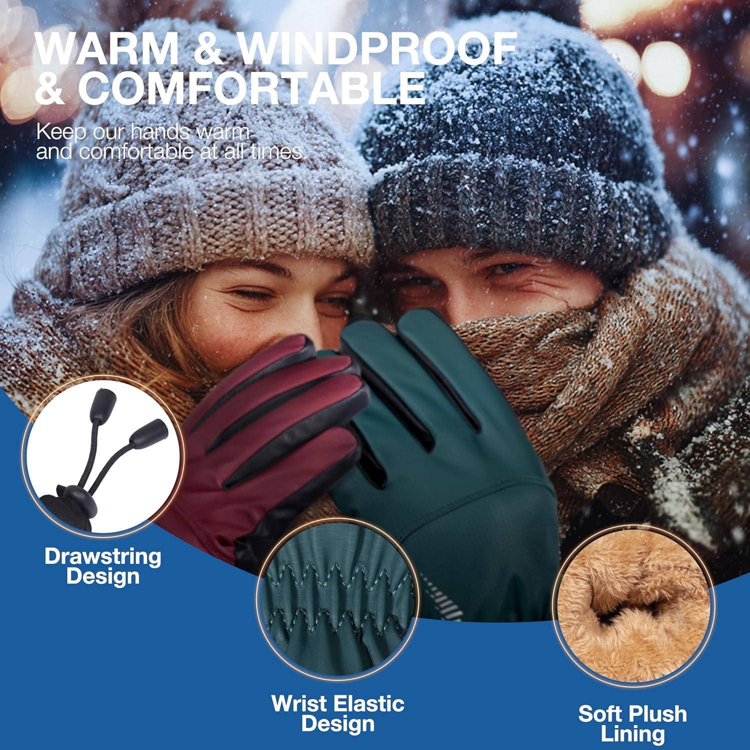 imageSIMARI Winter Waterproof Warm Gloves Women Men with Touchscreen Fingers Ski Snow Windproof for Cold Weather Thermal for Running Hiking Driving Cycling Outdoor Sports Daily WorkLyons Blue