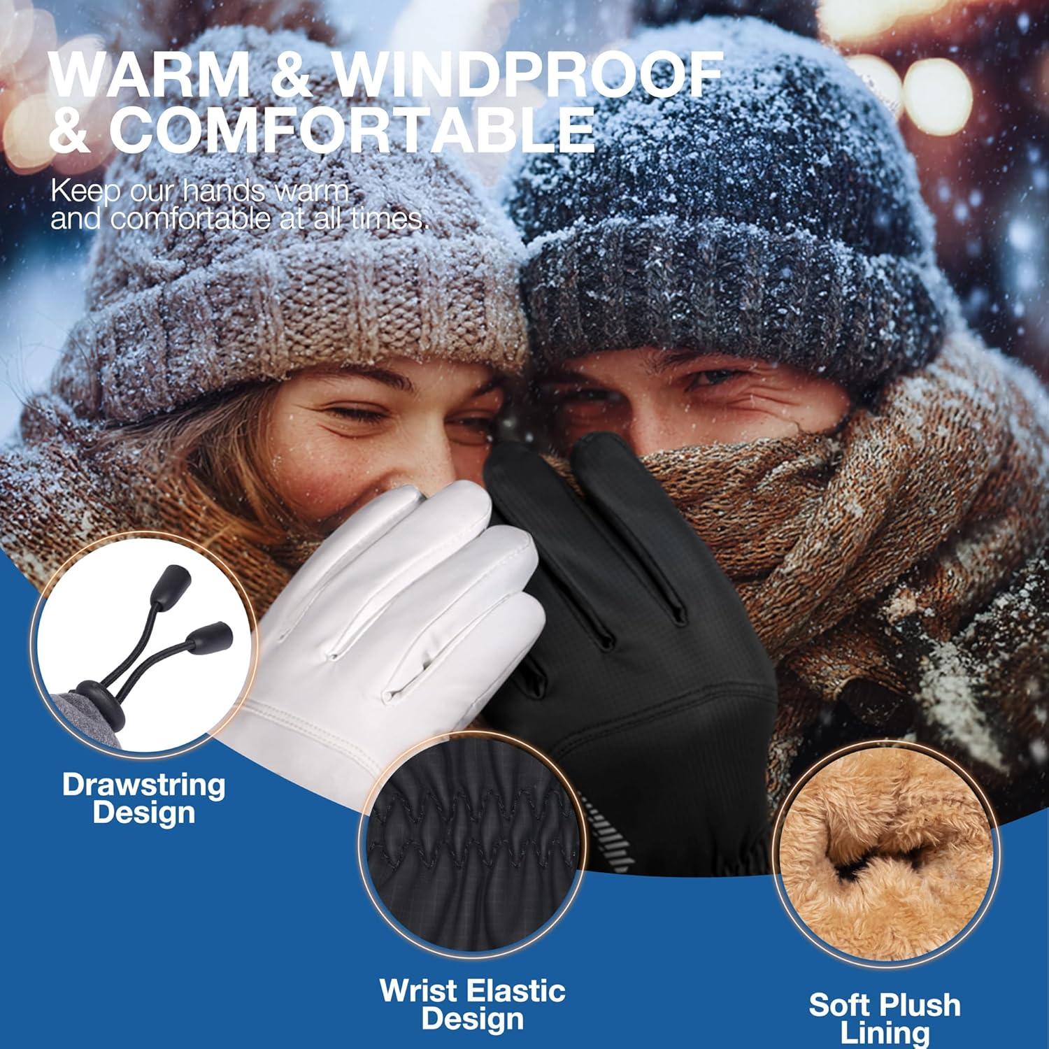 imageSIMARI Winter Waterproof Warm Gloves Women Men with Touchscreen Fingers Ski Snow Windproof for Cold Weather Thermal for Running Hiking Driving Cycling Outdoor Sports Daily WorkBlack