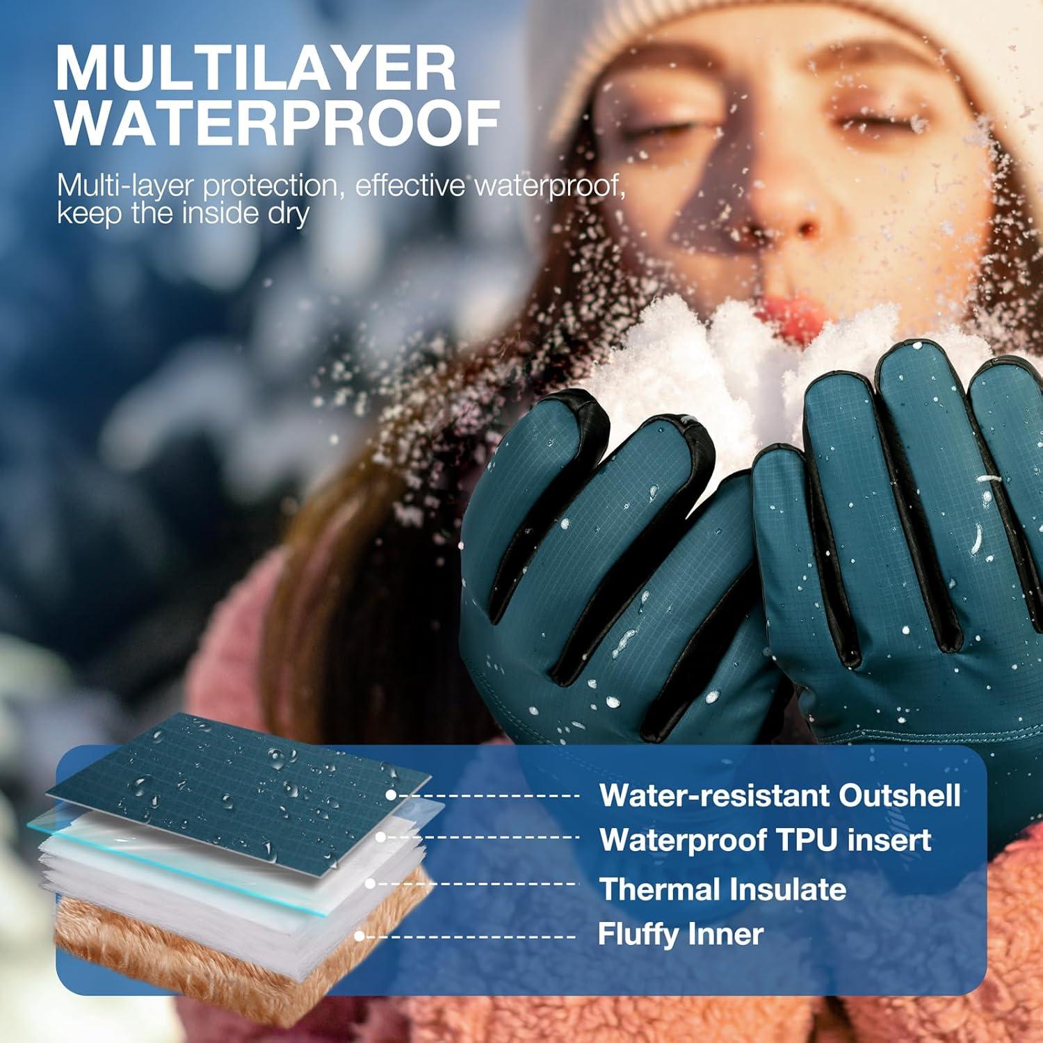 imageSIMARI Winter Waterproof Warm Gloves Women Men with Touchscreen Fingers Ski Snow Windproof for Cold Weather Thermal for Running Hiking Driving Cycling Outdoor Sports Daily WorkLyons Blue
