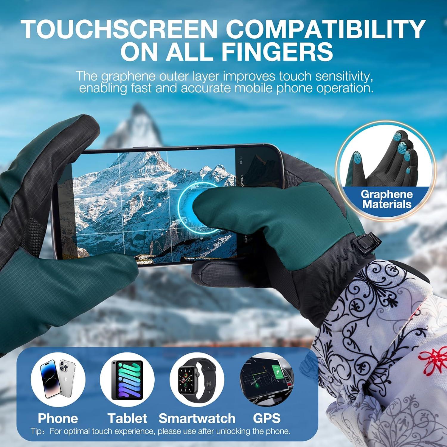 imageSIMARI Winter Waterproof Warm Gloves Women Men with Touchscreen Fingers Ski Snow Windproof for Cold Weather Thermal for Running Hiking Driving Cycling Outdoor Sports Daily WorkLyons Blue