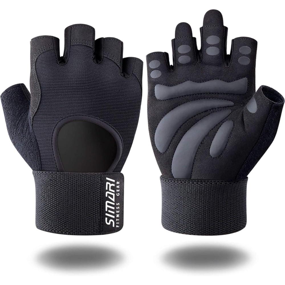 imageSIMARI Breathable Workout Gloves for Men and Women Padded Weight Lifting Gloves with Great Grip Full Palm Protection for Gym Training Cycling Weightlifting Exercise Crossfit Climbing2aAnthracite