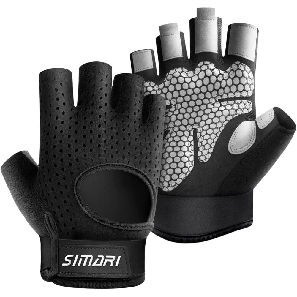 imageSIMARI Breathable Workout Gloves for Men and Women Padded Weight Lifting Gloves with Great Grip Full Palm Protection for Gym Training Cycling Weightlifting Exercise Crossfit ClimbingLicorice