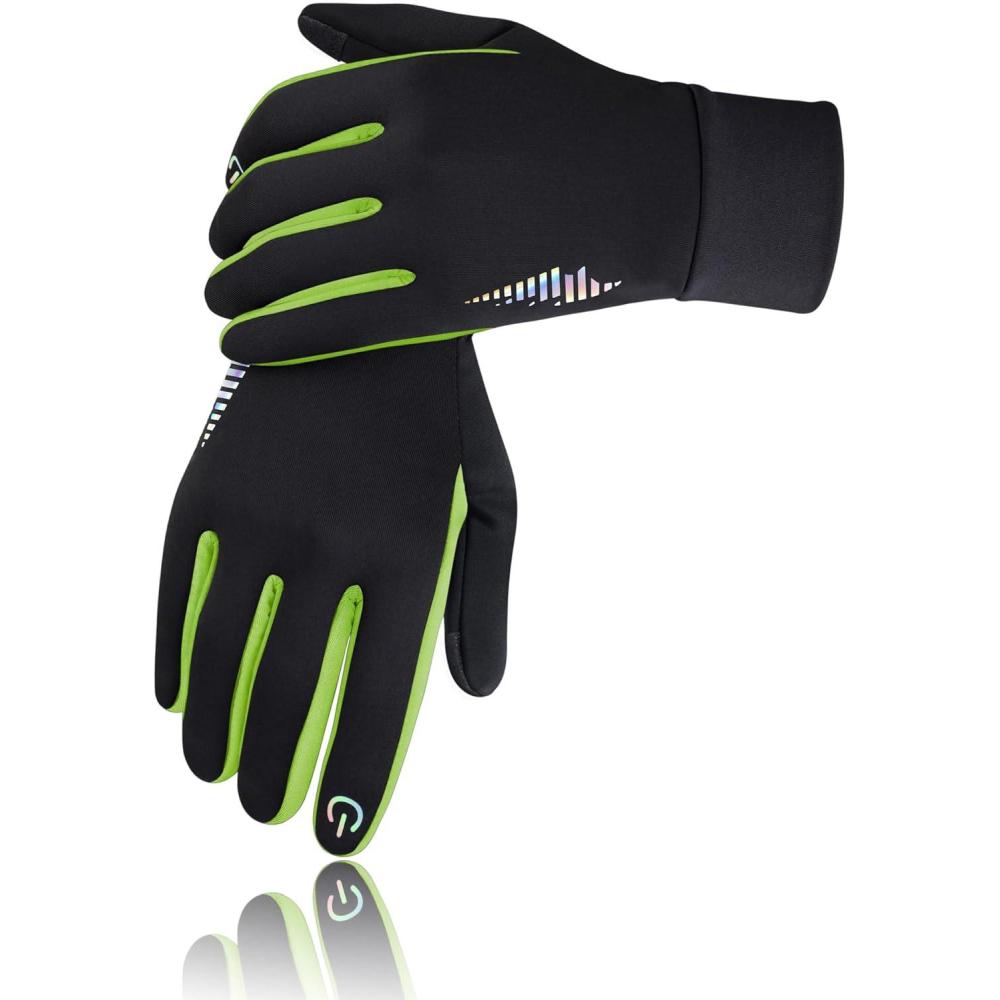 imageSIMARI Kids Winter Gloves Touchscreen Warm Thermal WaterResistant for Boy Girl Running Cycling Snow Skiing in Cold WeatherGreen Flash