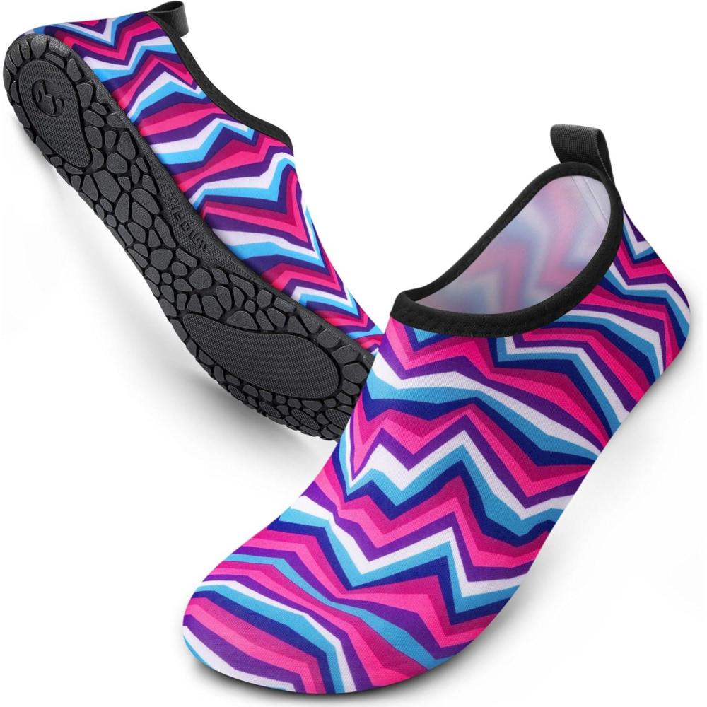imageSIMARI Water Shoes Women Men Aqua Socks Beach Barefoot Quick Drying Aqua Aerobics Swim Pool Non Slip Outdoor Travel Essentials Surf River Lake Snorkeling Kayak Yoga Adult Youth2yrainbow Curve