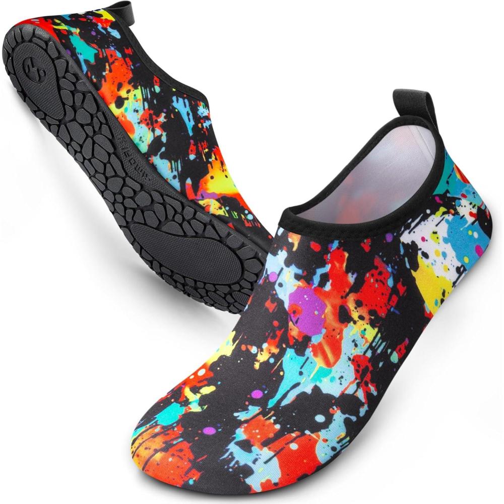 imageSIMARI Water Shoes Women Men Aqua Socks Beach Barefoot Quick Drying Aqua Aerobics Swim Pool Non Slip Outdoor Travel Essentials Surf River Lake Snorkeling Kayak Yoga Adult Youth2epainted Tiedye
