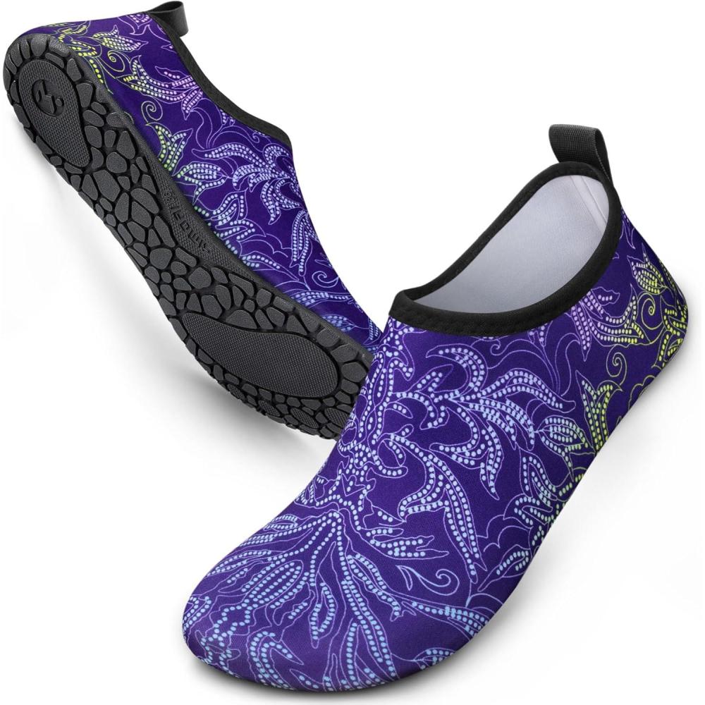 imageSIMARI Water Shoes Women Men Aqua Socks Beach Barefoot Quick Drying Aqua Aerobics Swim Pool Non Slip Outdoor Travel Essentials Surf River Lake Snorkeling Kayak Yoga Adult Youth3bsead Paisley
