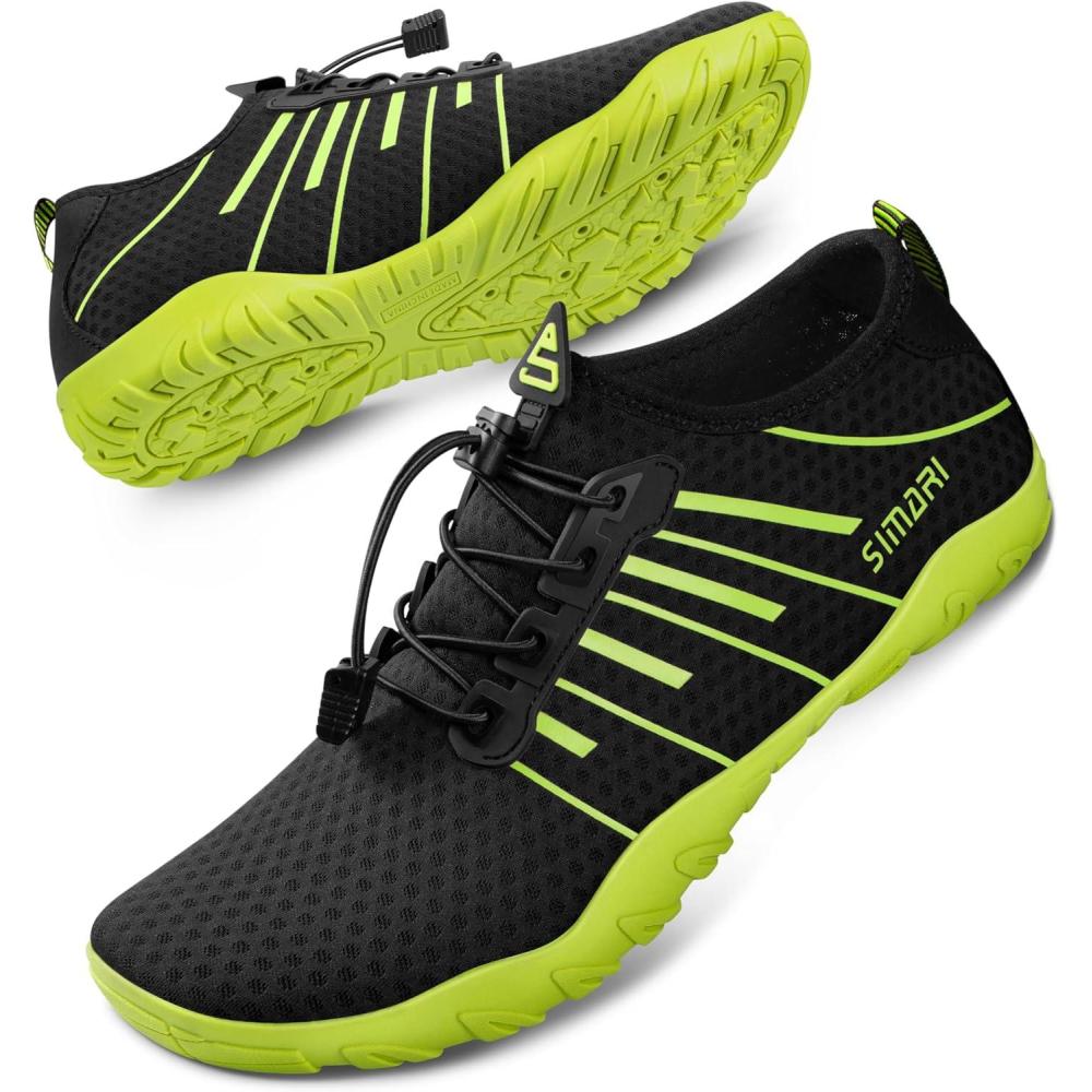 imageSIMARI Water Shoes for Women Men Barefoot QuickDry Aqua Socks Lightweight Swim Shoes for Surfing Swimming Beach Sports Kayaking Diving NonSlip Design1wblack Green