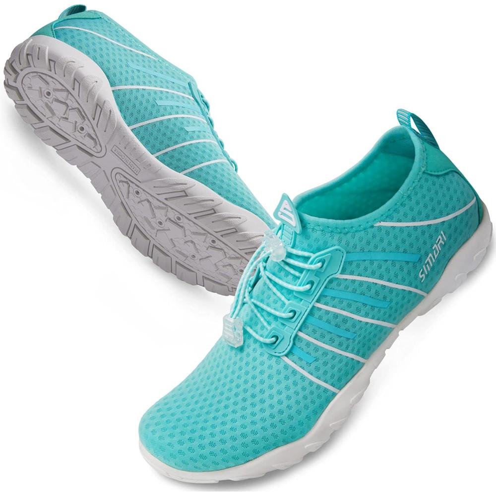 imageSIMARI Water Shoes for Women Men Barefoot QuickDry Aqua Socks Lightweight Swim Shoes for Surfing Swimming Beach Sports Kayaking Diving NonSlip Design1fblue Green