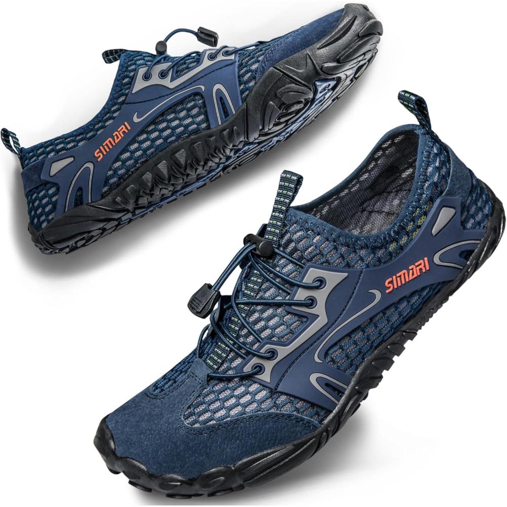 imageSIMARI Water Shoes for Women Men Barefoot QuickDry Aqua Socks Lightweight Swim Shoes for Surfing Swimming Beach Sports Kayaking Diving NonSlip DesignA Blue