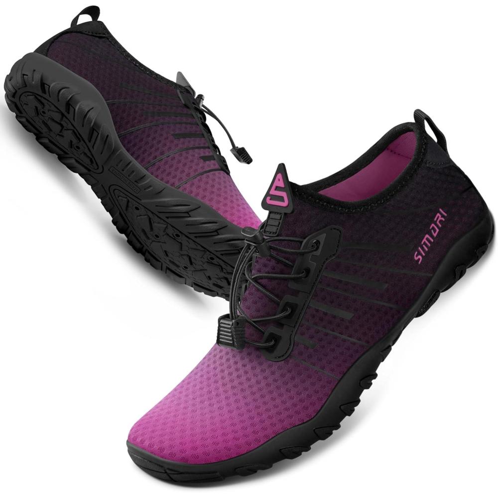 imageSIMARI Water Shoes for Women Men  Barefoot QuickDry Aqua Socks  Lightweight Swim Shoes for Surfing Swimming Beach Sports Kayaking Diving  NonSlip Design1kgradient Purple