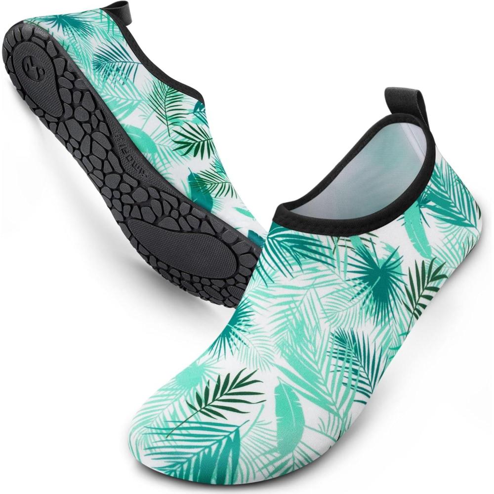 imageSIMARI Water Shoes for Women Men Swim Aqua Socks Beach Pool Essentials Barefoot Surf River Boat Kayak Sea Yoga Sand Exercise Sport Accessories Breathable QuickDry Adult Youth Kid Size SWS0011xleaf Feather