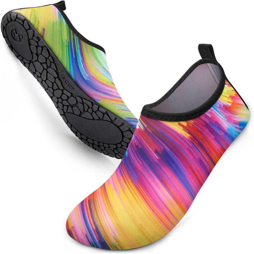 imageSIMARI Water Shoes for Women Men Swim Aqua Socks Beach Pool Essentials Barefoot Surf River Boat Kayak Sea Yoga Sand Exercise Sport Accessories Breathable QuickDry Adult Youth Kid Size SWS001Colorful