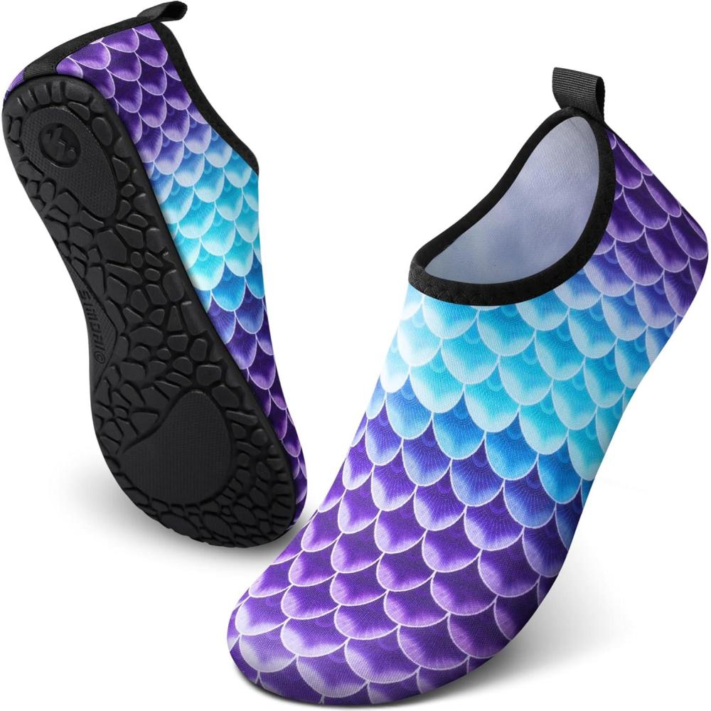 imageSIMARI Water Shoes for Women Men Swim Aqua Socks Beach Pool Essentials Barefoot Surf River Boat Kayak Sea Yoga Sand Exercise Sport Accessories Breathable QuickDry Adult Youth Kid Size SWS0011kmermaid Scale