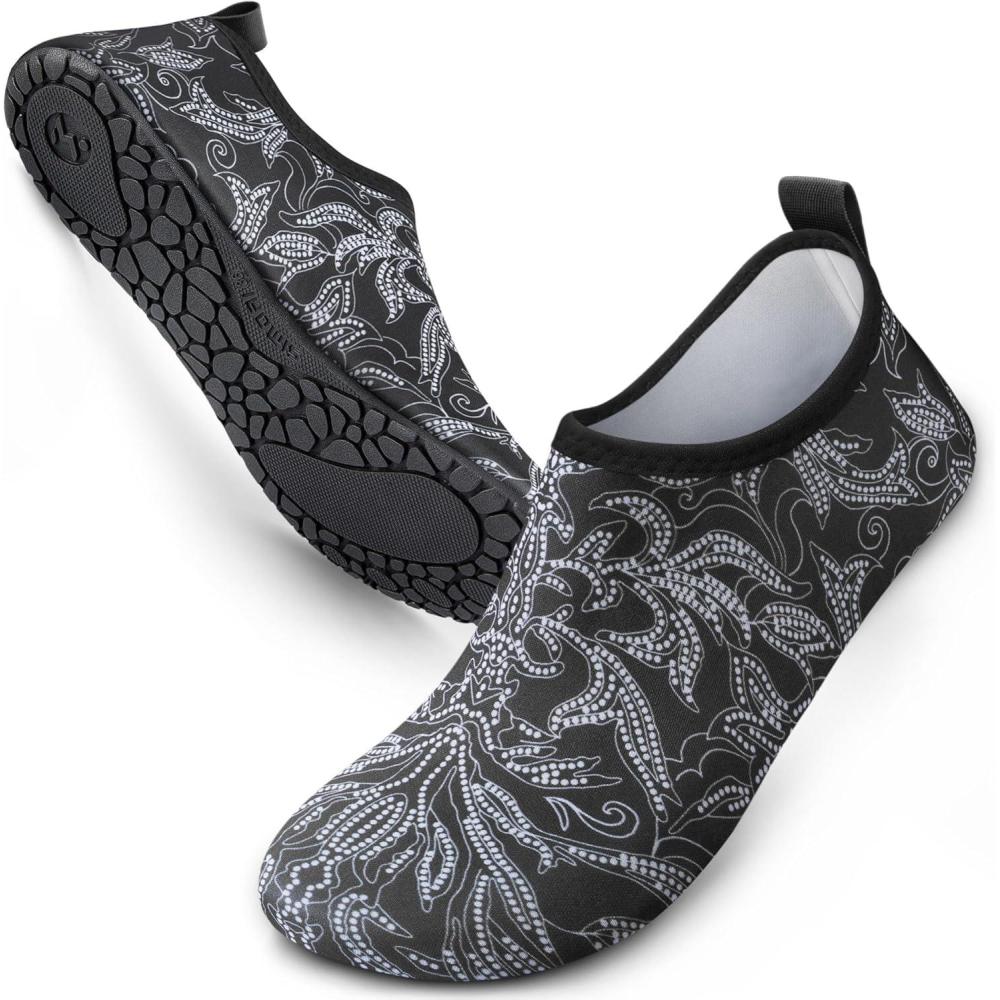imageSIMARI Water Shoes for Women Men Swim Aqua Socks Beach Pool Essentials Barefoot Surf River Boat Kayak Sea Yoga Sand Exercise Sport Accessories Breathable QuickDry Adult Youth Kid Size SWS0011wsead Paisley