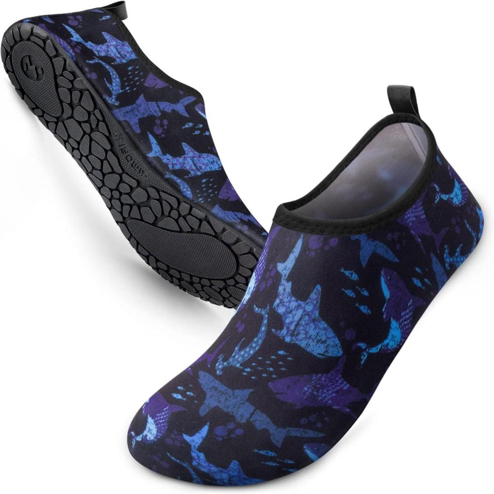 imageSIMARI Water Shoes for Women Men Swim Aqua Socks Beach Pool Essentials Barefoot Surf River Boat Kayak Sea Yoga Sand Exercise Sport Accessories Breathable QuickDry Adult Youth Kid Size SWS0017bbnavy Shark