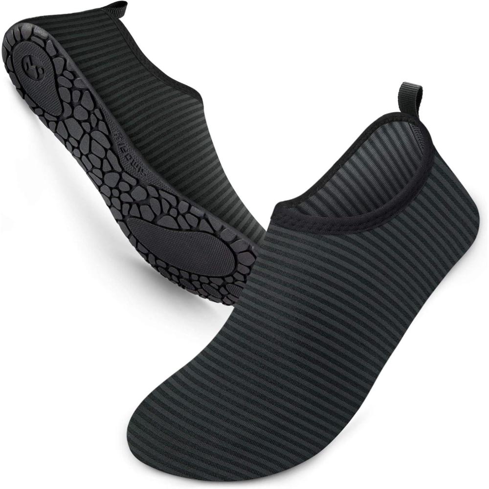 imageSIMARI Water Shoes for Women Men Swim Aqua Socks Beach Pool Essentials Barefoot Surf River Boat Kayak Sea Yoga Sand Exercise Sport Accessories Breathable QuickDry Adult Youth Kid Size SWS0016aline Black